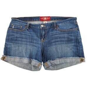 Lucky Brand Womens 8 29 Mid Rise Riley Jean Shorts Blue‎ Medium Wash Pre-Owned